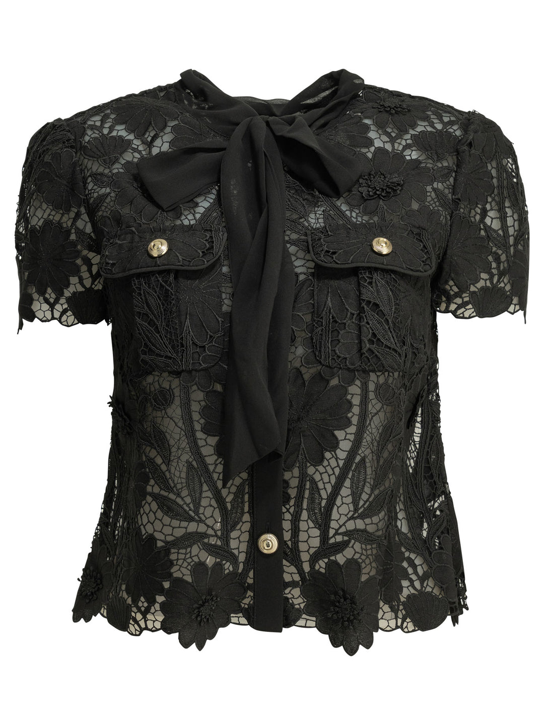 Self-Portrait Lace Blouse Shirts - Black | cd173088d013c9c15fe659cb3c29005ae0a9de83
