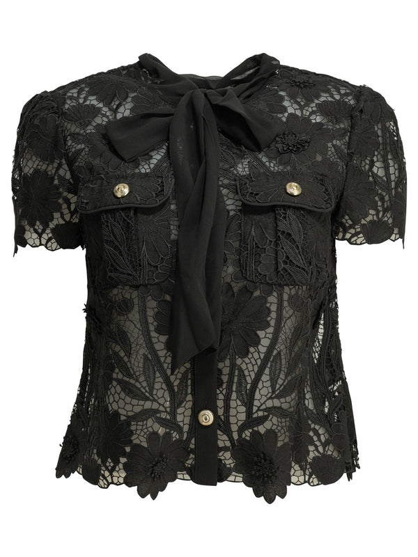 Lace Blouse Shirts Black