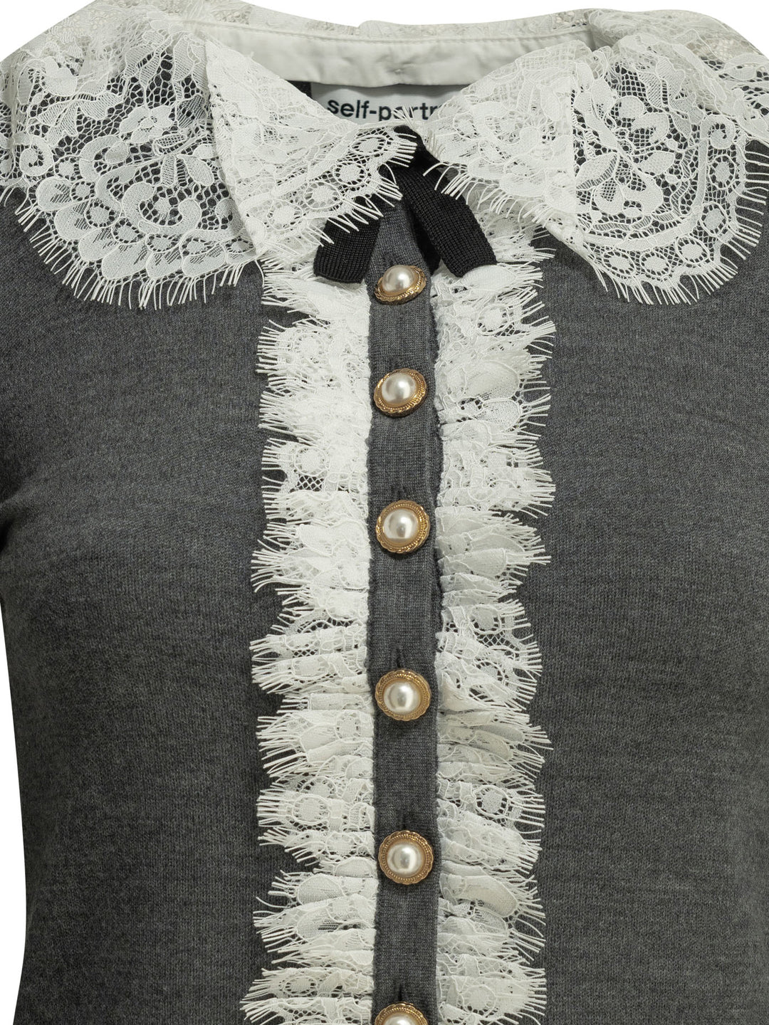 Self-Portrait Sweater With Lace Collar Knitwear - Grey | bf0aeba947904650528b6e8f047abcb7c359b2f2