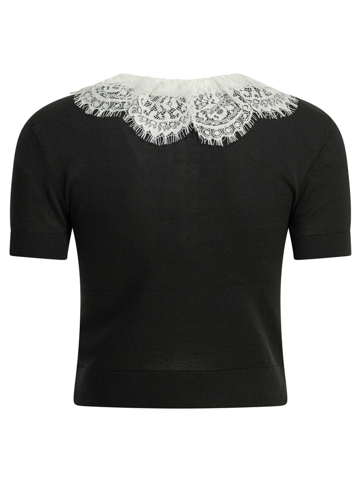 Self-Portrait Sweater With Lace Collar Knitwear - Black | a7f260f5537f9b8f8a4c5cccd9103e0ea1f8e2ba