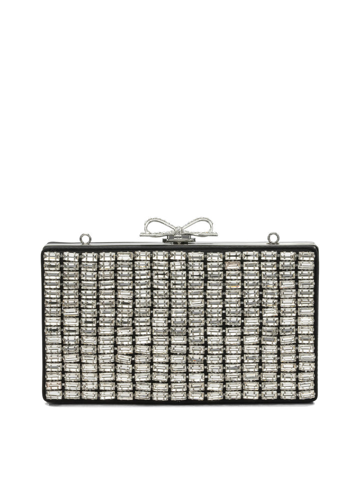 Self-Portrait Crystal Clutch Bag Clutches Silver