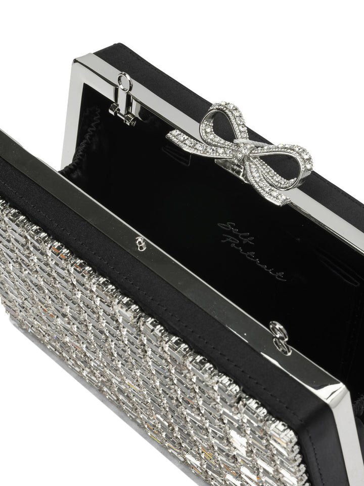 Self-Portrait Crystal Clutch Bag Clutches Silver