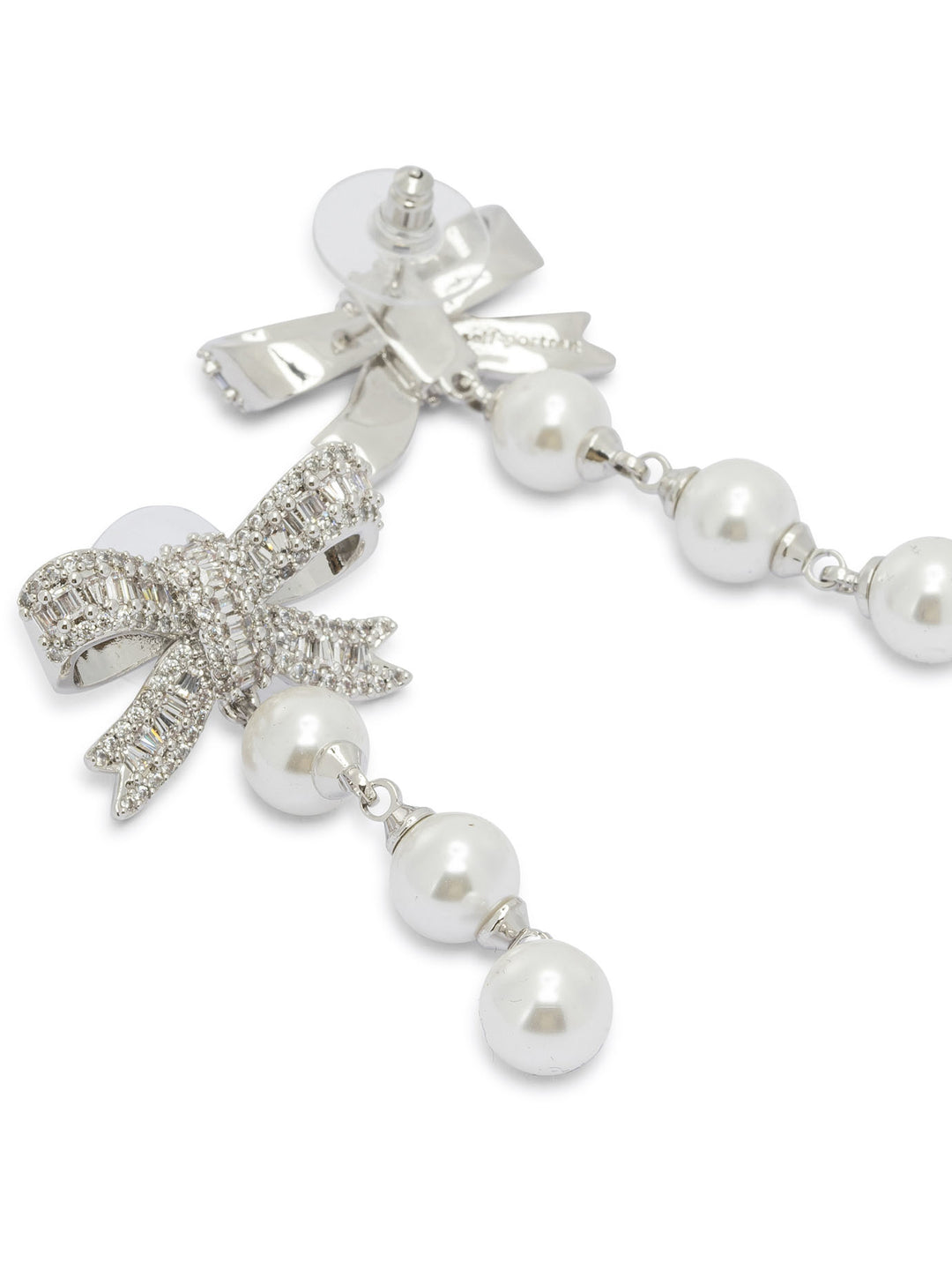 Self-Portrait Dangling Earrings With Pearls And Crystals Jewels - Silver | c668aca01b7b12b27d12353d9588dbbc8d7cf6d8