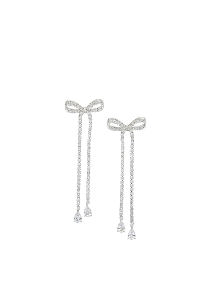 Self-Portrait Dangling Earrings With Crystals Jewels - Silver | 32d9f9f8bdcac01df2ab4c4faf590f24ba5ac5da