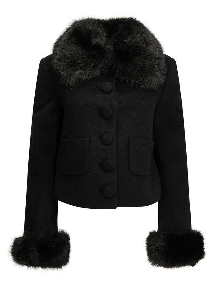 Self-Portrait Short Wool Coat Jackets and Coats - Black | 60e250bece5d02e1dbf53f608a06442aaaa0e0c5