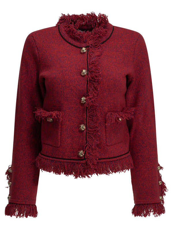 Fringed Blazer Jackets And Coats Red