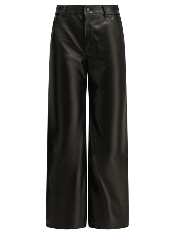 Casual Nappa Leather Pants Trousers Black