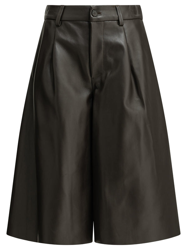 Formal Leather Shorts Brown