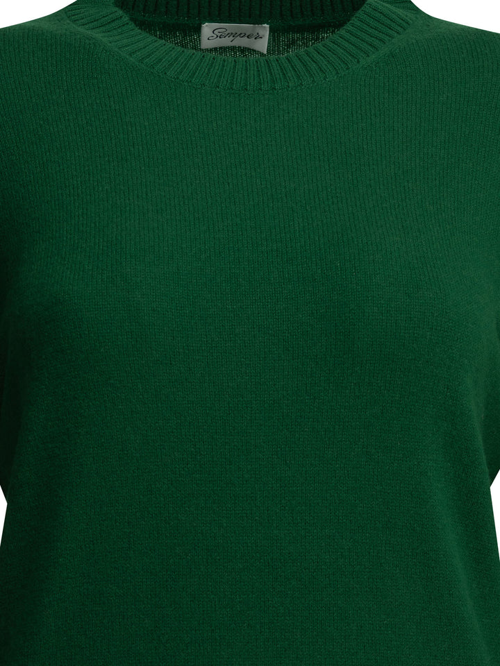 Semper Cashmere Crew-Neck Sweater Knitwear - Green | 8688f3fb8846db98f8caf5082f55a72639d70c0d