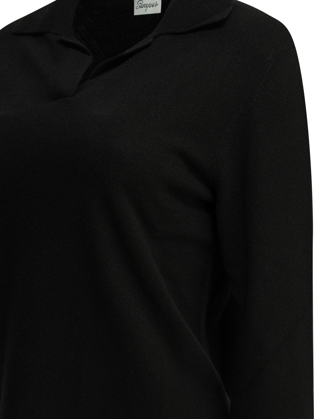 Semper Cashmere Polo Sweater Knitwear - Black | 73657077eaeae50ee31cc1aa87b6c3cbf0695608