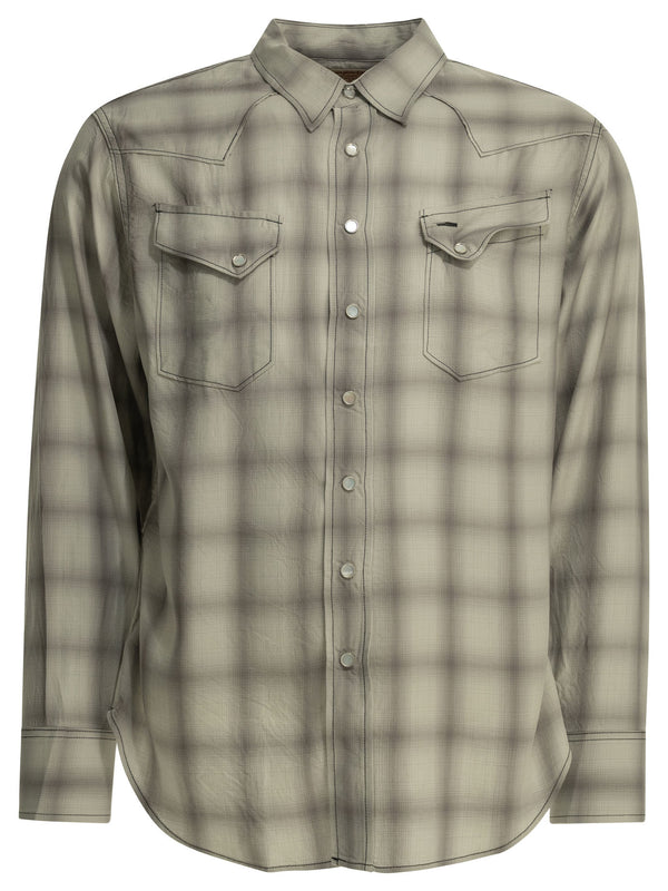 Casual Plaid Shirt Shirts Grey