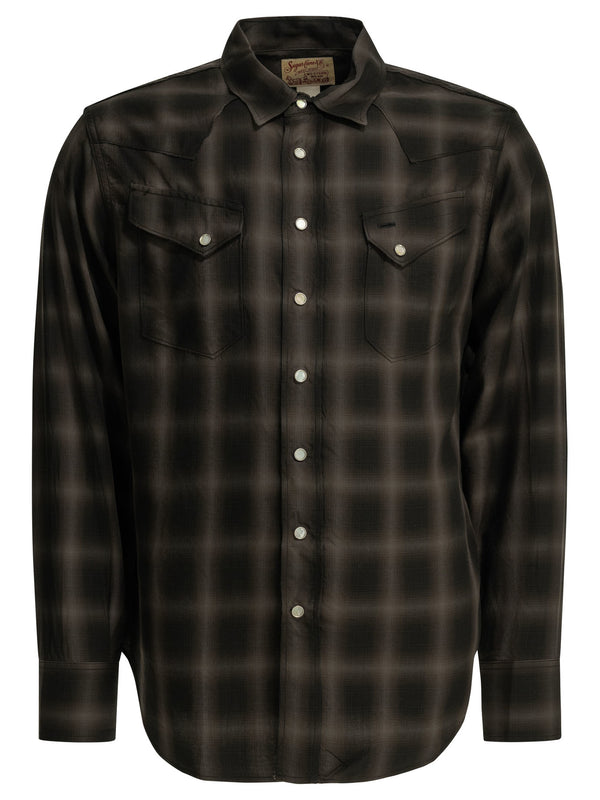Casual Plaid Shirt Shirts Brown