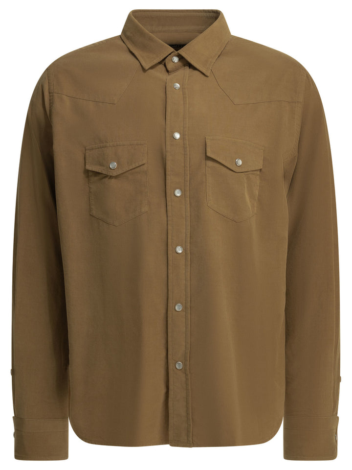 Tom Ford Corduroy Western Shirt Shirts - Beige | bb209d3d0272bb0db593609eff09dfb29644a7e3