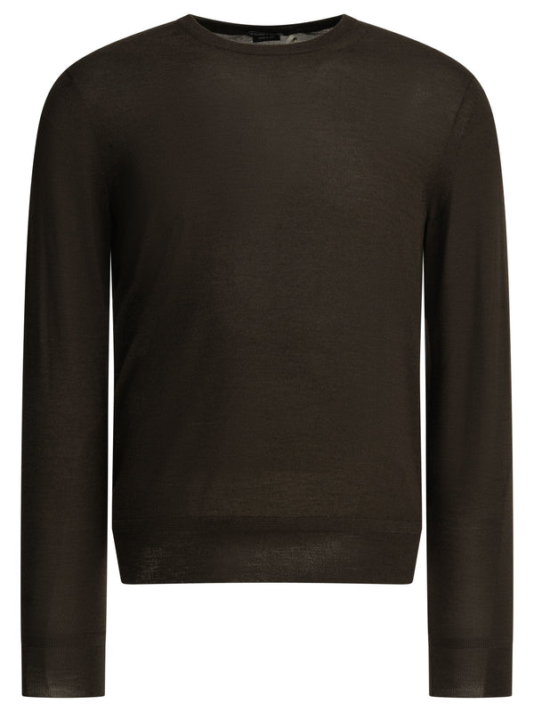 Cashmere And Silk Crew-Neck Sweater Knitwear Brown