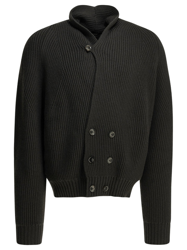 Double-Breasted Cashmere Cardigan Knitwear Grey