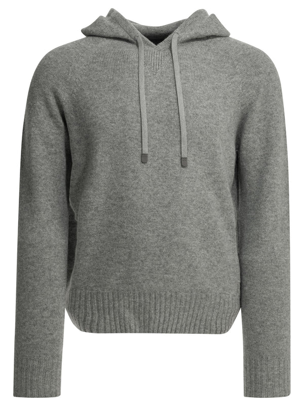 Cashmere Hooded Sweater Knitwear Grey