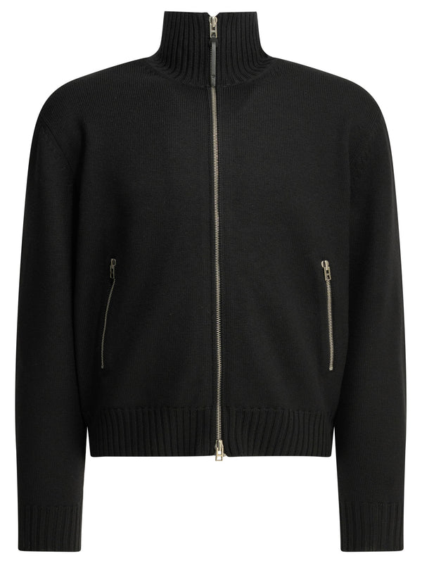 Wool Sweater With A Zipper Knitwear Black