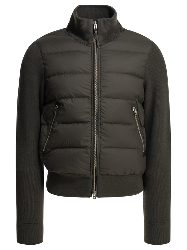 Nylon And Wool Short Down Jacket Jackets And Coats Grey