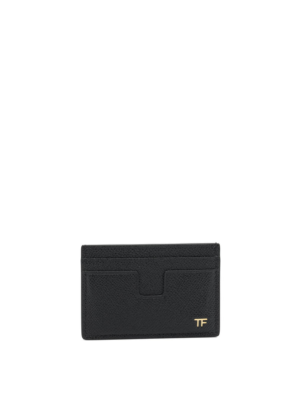 Small Grain Leather Card Holder Black