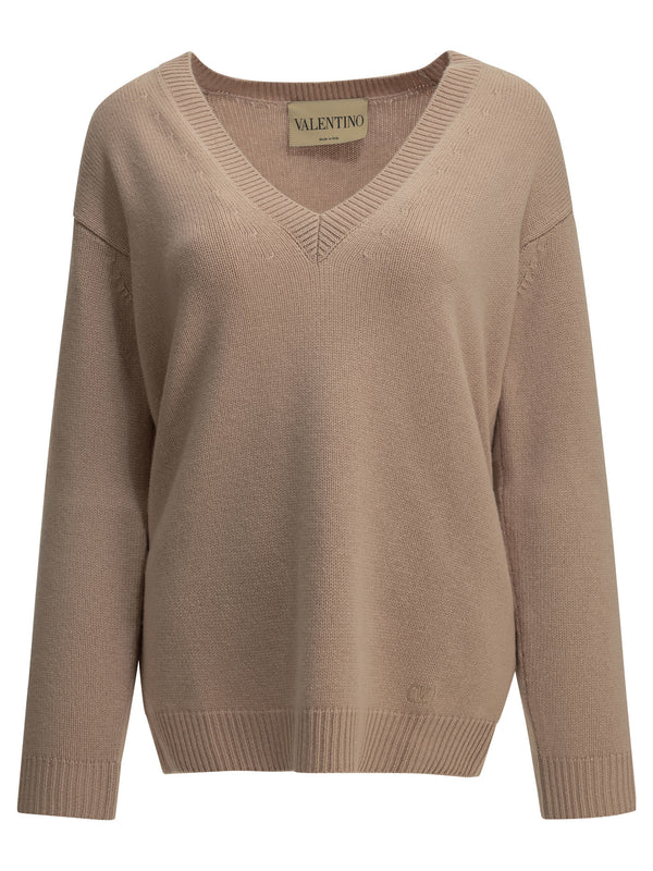 V-Neck Cashmere Sweater Knitwear Pink