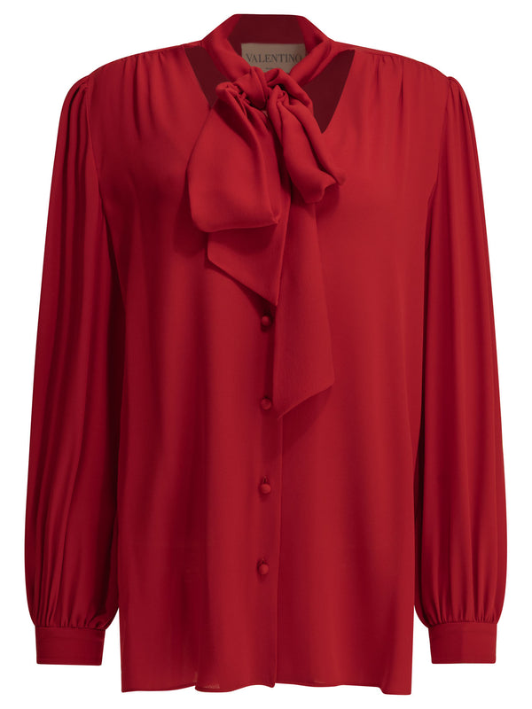Silk Georgette Blouse Shirts Red