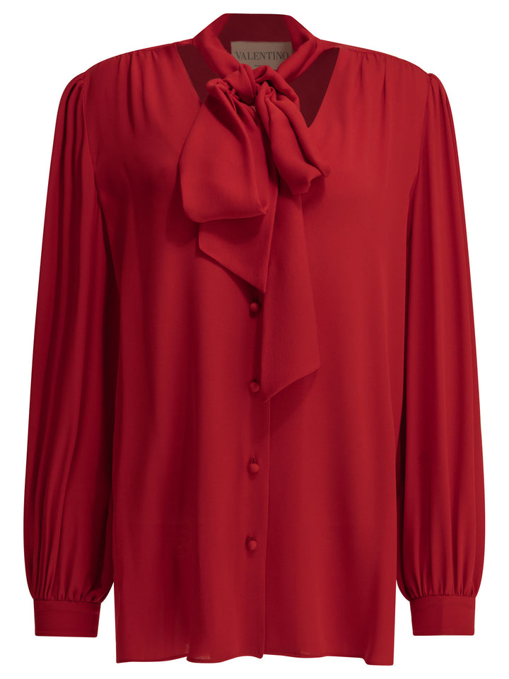 Valentino Silk Georgette Blouse Shirts - Red | 765cf801aed60417e8b0290ff4279b38f45798ed