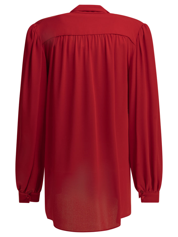 Valentino Silk Georgette Blouse Shirts - Red | fb8527b9df6b91c00b6a0b39c1abf1855282b1f6