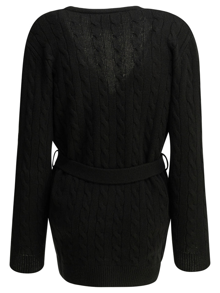 Valentino Cashmere Cable-Knit Cardigan Knitwear - Black | e77e30dfb2abe1ff2cd567de3e77eb0bea8a00c0