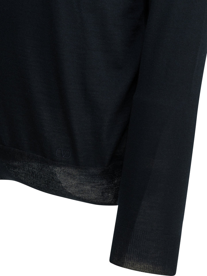 Valentino Vlogo Signature Knitwear - Blue | 2db3464342b2d130f704fdd93457c52a983482d7