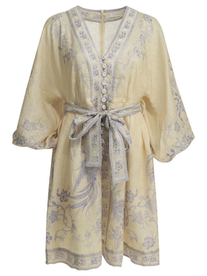 Zimmermann Linen Indra Plunge Mini Dress