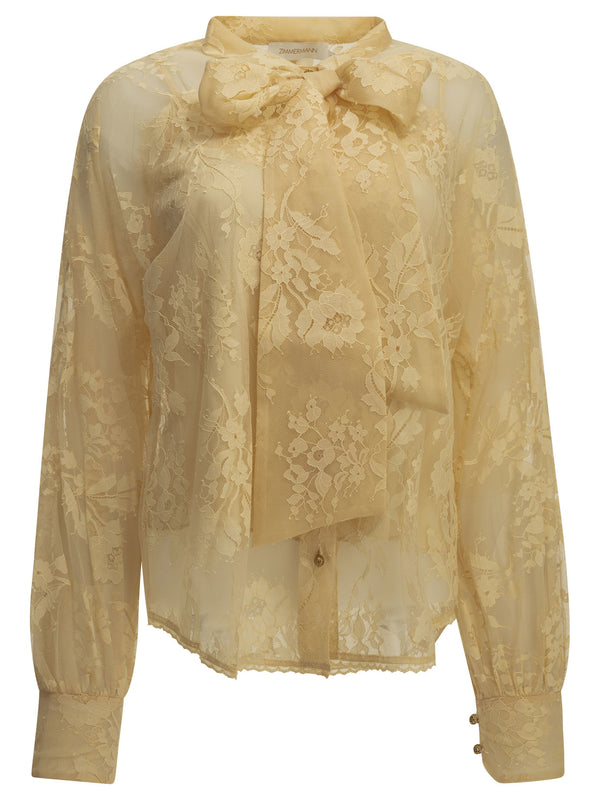 Lace Blouse Shirts Beige
