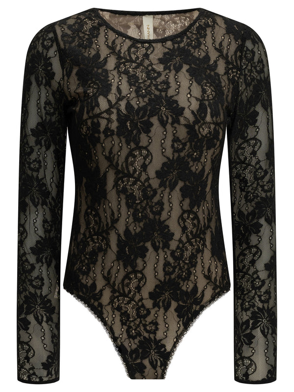 Lace Bodysuit Tops Black