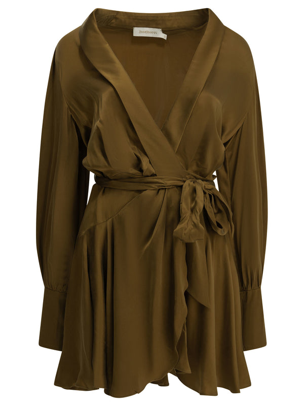 Short Wrap Dress Dresses Brown