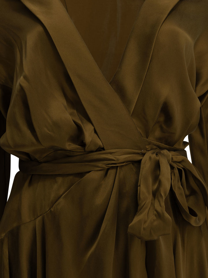 Zimmermann Short Wrap Dress Dresses - Brown | 4b327800cc5e49dbe1b0f5e7dede5ae7e19fdc75