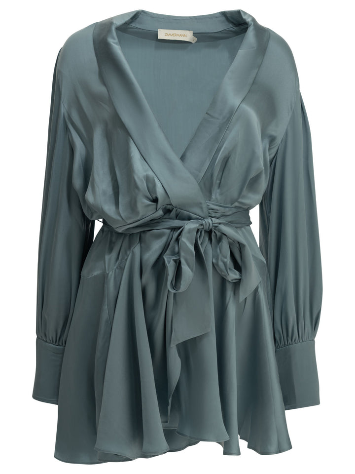 Zimmermann Short Wrap Dress Dresses - Light blue | f84e2543b9173fa524d573f00c646dba93718f15