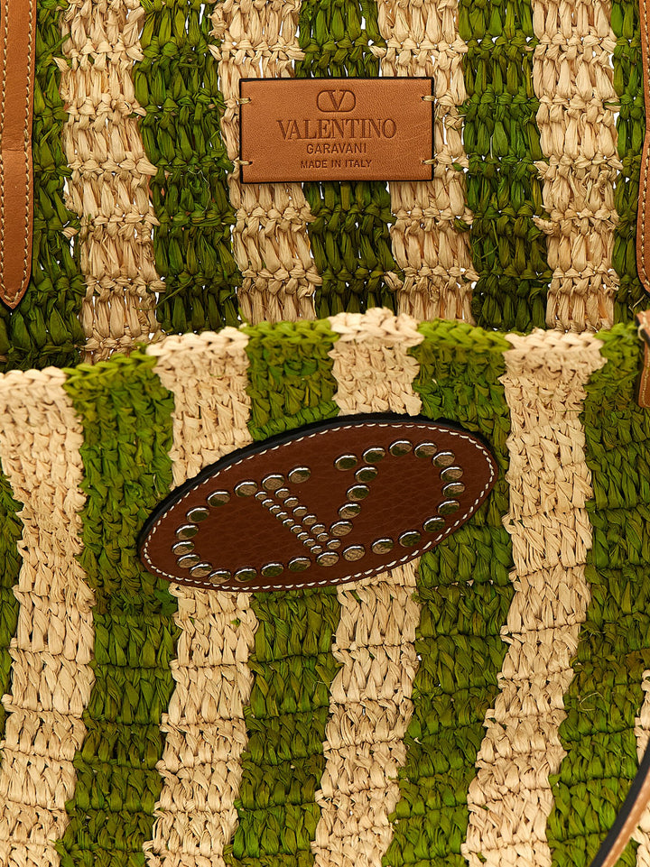Valentino Garavani Shopping Valentino Garavani Raffia Tote Bag - Green | 4480a4228e5f65c9f0f9f602d063b1f2fa94adde