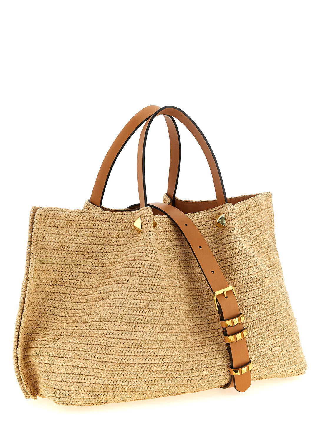 Valentino Garavani Shopping Valentino Garavani Medium Raffia Tote Bag - Beige | 3bcd793439df11f61d584560bbb8638167a1e6ca