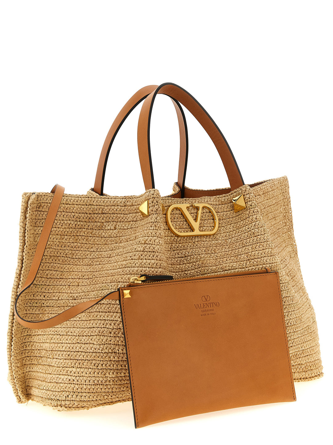 Valentino Garavani Shopping Valentino Garavani Medium Raffia Tote Bag - Beige | 8c2ced1a3b4dd30630771c7d0d4185dd3ca52234
