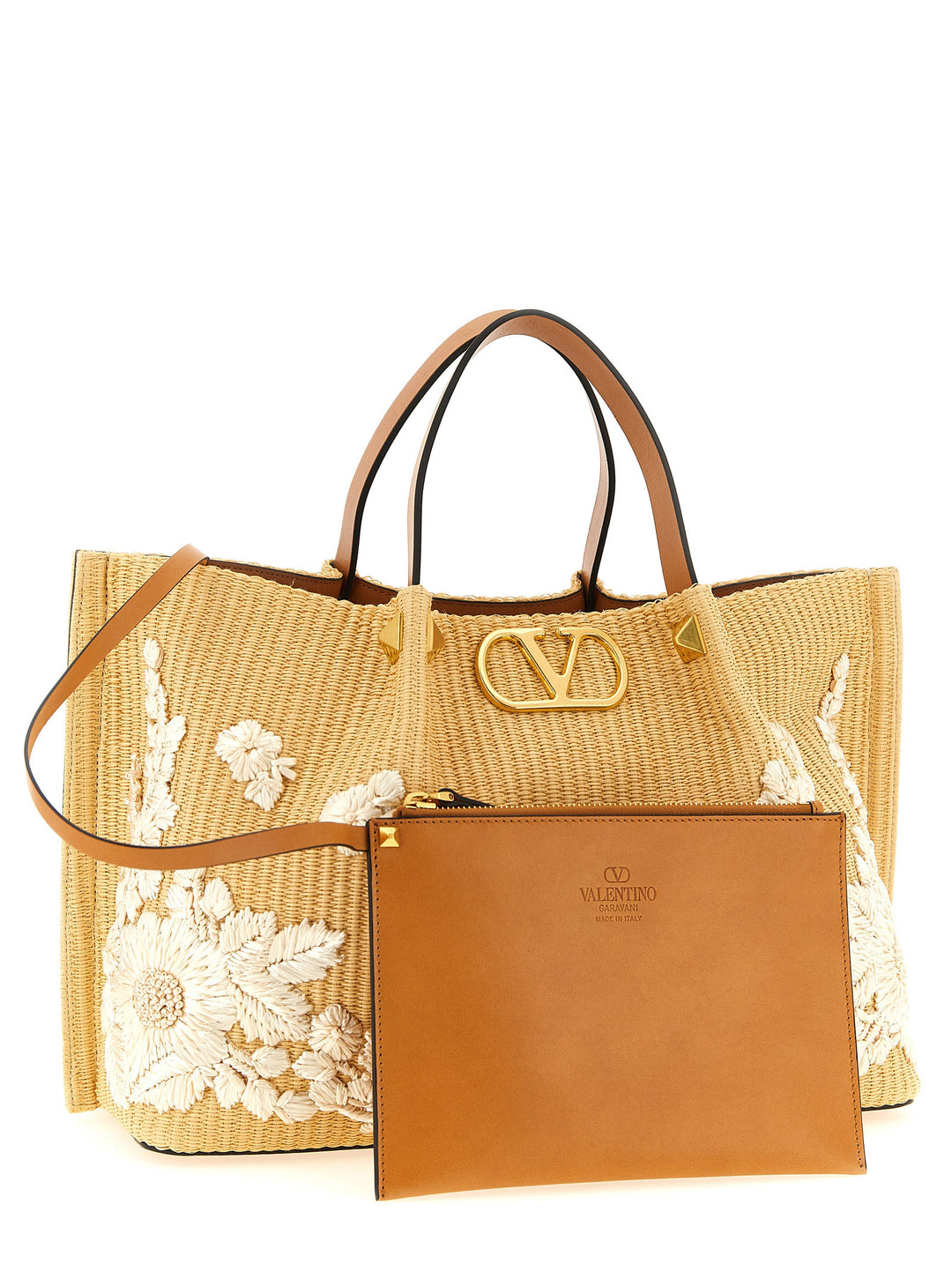 Valentino Garavani Shopping Valentino Garavani Medium Raffia Tote Bag - Beige | 1e68391666ee0d6348851d4e827c0bd85aec0a2a