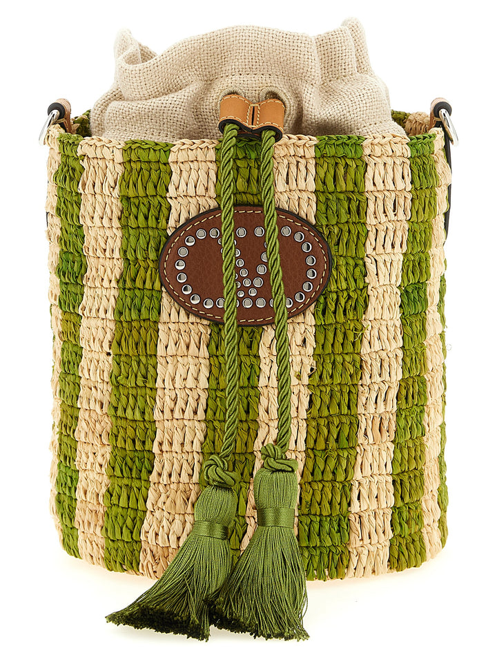 Valentino Garavani Valentino Garavani Raffia Small Bucket Bag Shoulder Bags - Green | f27ee7f20e36e0ad3685cbaa27cf6e31975aae33