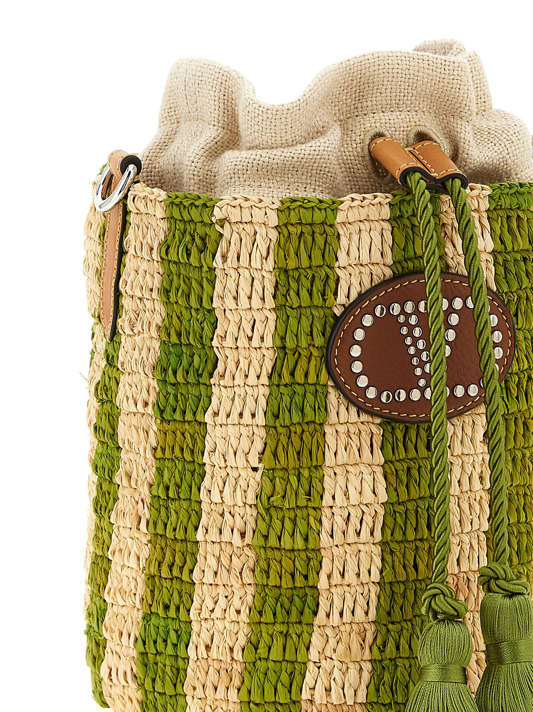 Valentino Garavani Valentino Garavani Raffia Small Bucket Bag Shoulder Bags - Green | ec9af787f18cff2511529f5741981cb3f3e1dbc3