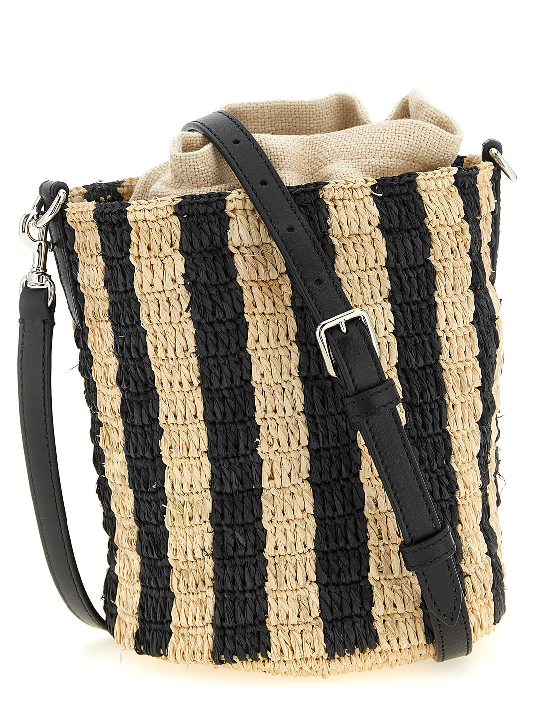 Valentino Garavani Valentino Garavani Raffia Small Bucket Bag Shoulder Bags - Black | 73b1fee8af3088a15984c9d1d3ed5aae474acaa9