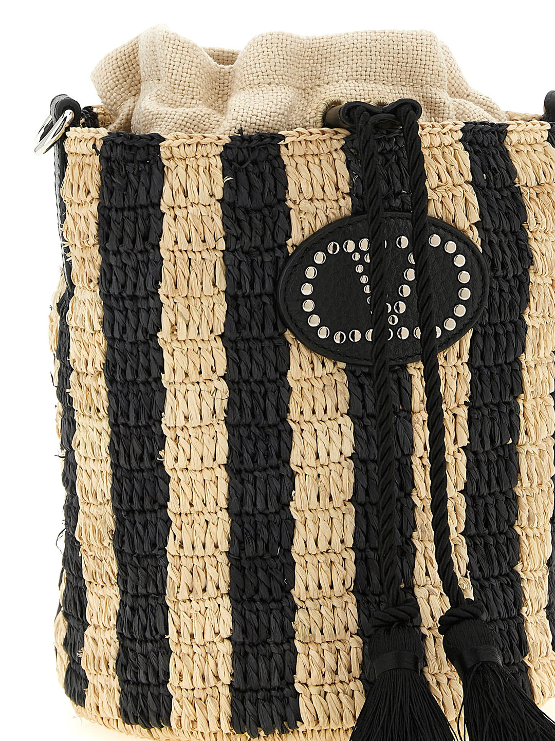 Valentino Garavani Valentino Garavani Raffia Small Bucket Bag Shoulder Bags - Black | e6cc537849e9b04444afc708aed812cbb443082b