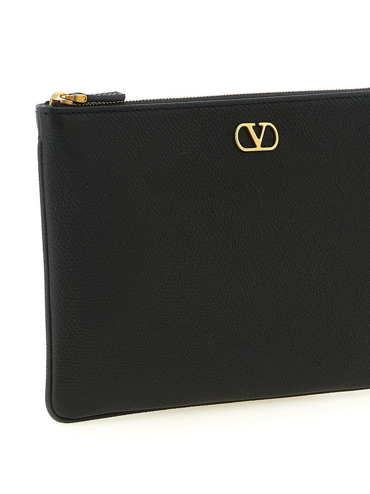 Valentino Garavani Valentino Garavani Vlogo Medium  Bag Clutch - Black | fdf6f6012b95df3e1c154ddcc86ebed08b33e41b