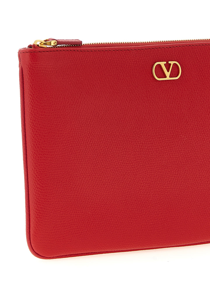 Valentino Garavani Valentino Garavani Vlogo Signature  Bag Clutch - Red | d486ef569c9c01f18d46cde43278953a2d2d4f7c