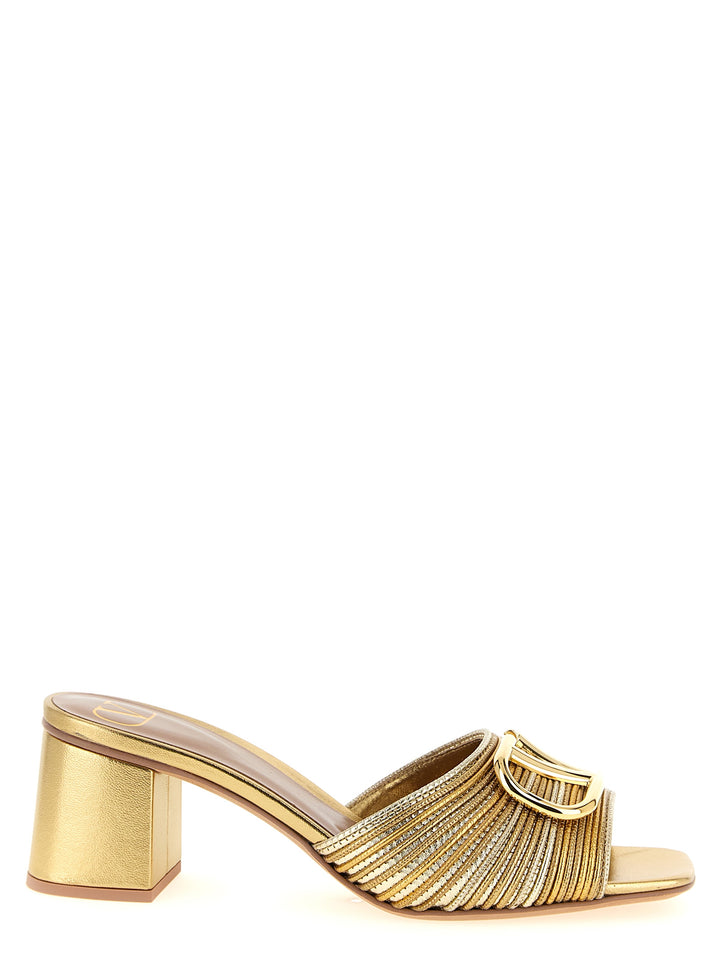 Valentino Garavani Valentino Garavani Vlogo Signature Slides Sandals - Gold | 957dae38a82c70be021592af6da2312609df1d14