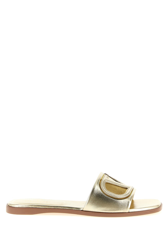 Valentino Garavani Vlogo Signature Slides Sandals Gold