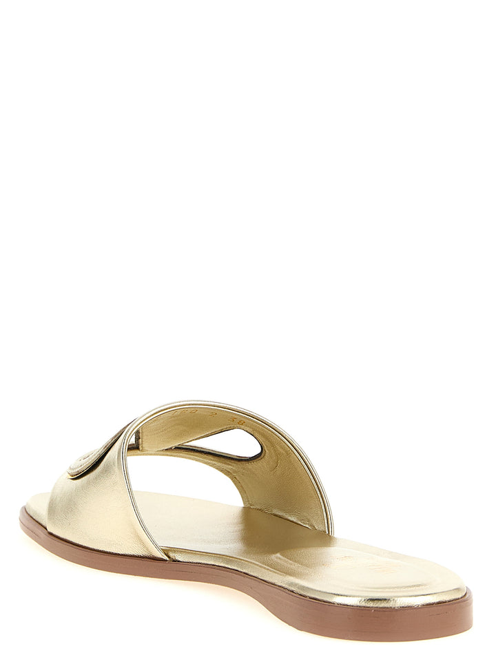 Valentino Garavani Valentino Garavani Vlogo Signature Slides Sandals - Gold | f5153639fa77b52efbbfb3471018927a96e75f9d
