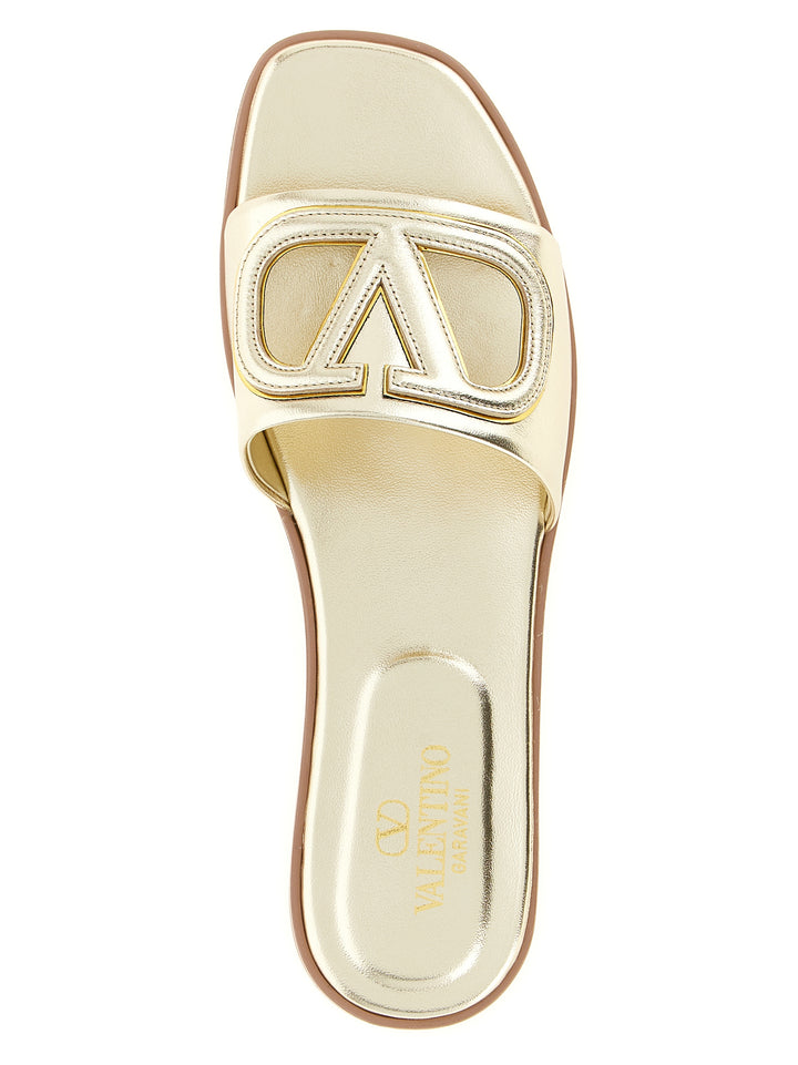 Valentino Garavani Valentino Garavani Vlogo Signature Slides Sandals - Gold | 049a16a2db7640dde322433c8e897ea7a7043f3d