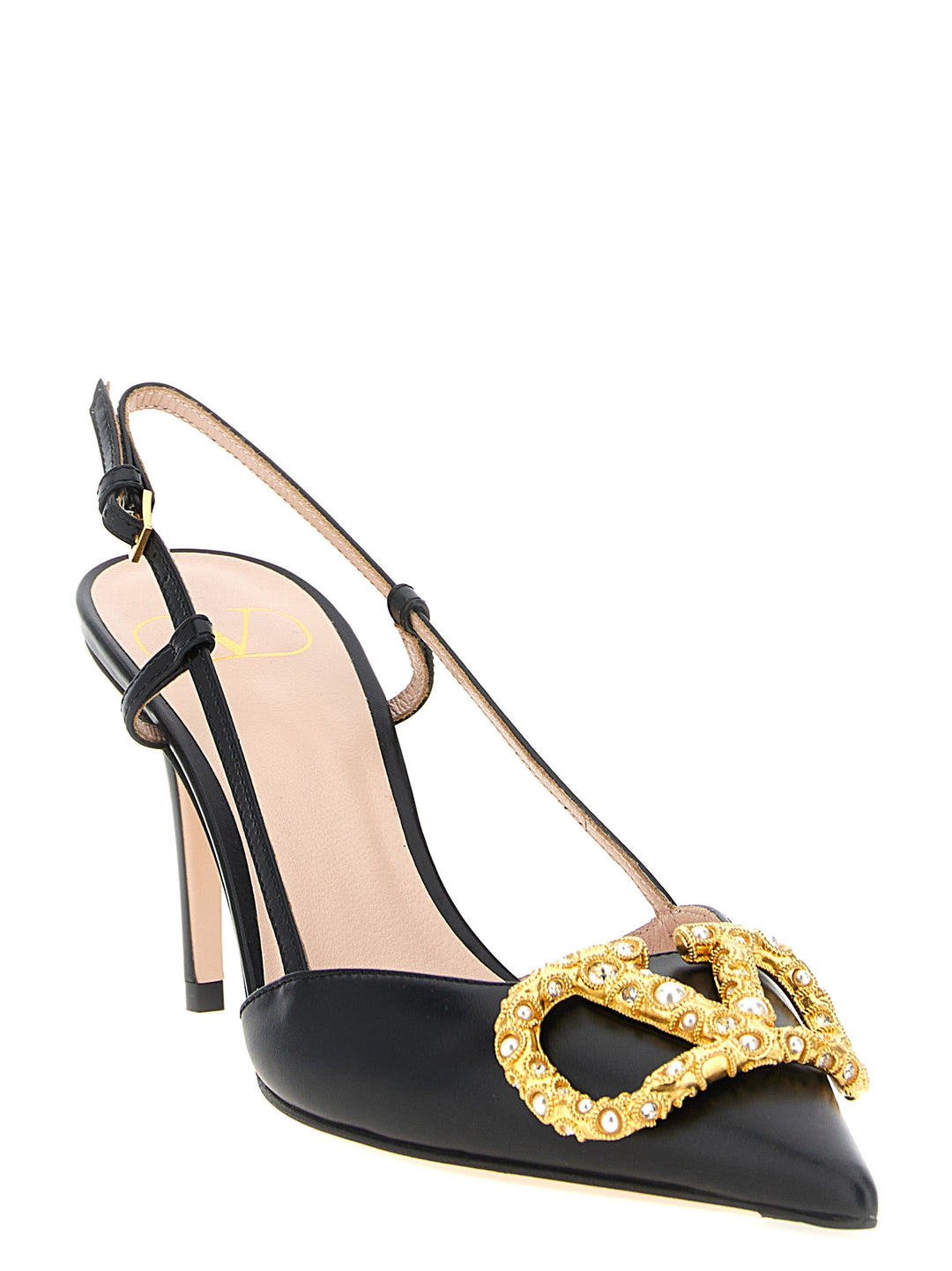 Valentino Garavani Slingback Valentino Garavani Vlogo Signature Pumps - Black | fd594436f4a415b2cdc717ab72169b6572dac5b4